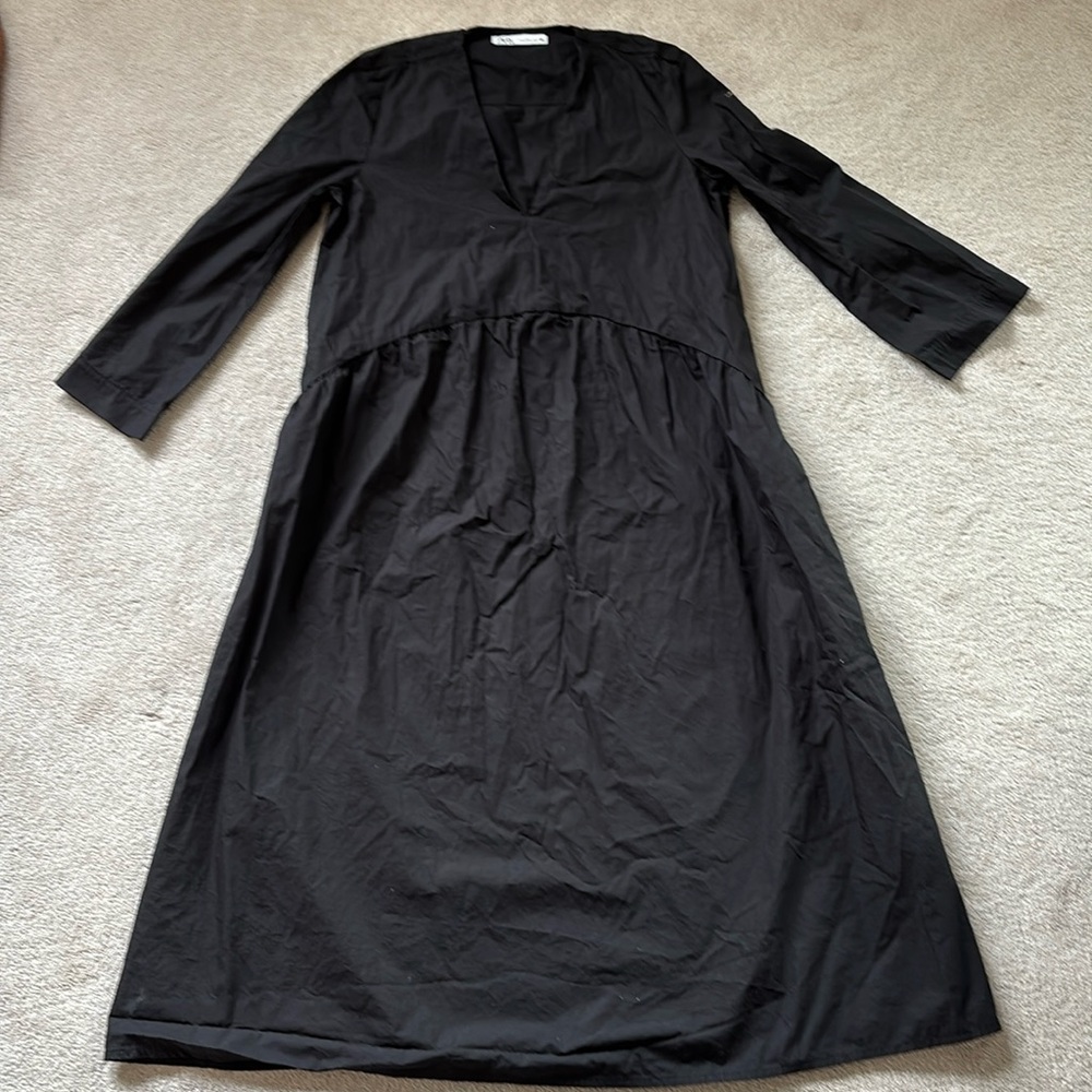 Zara Black Maxi Dress V Neck
